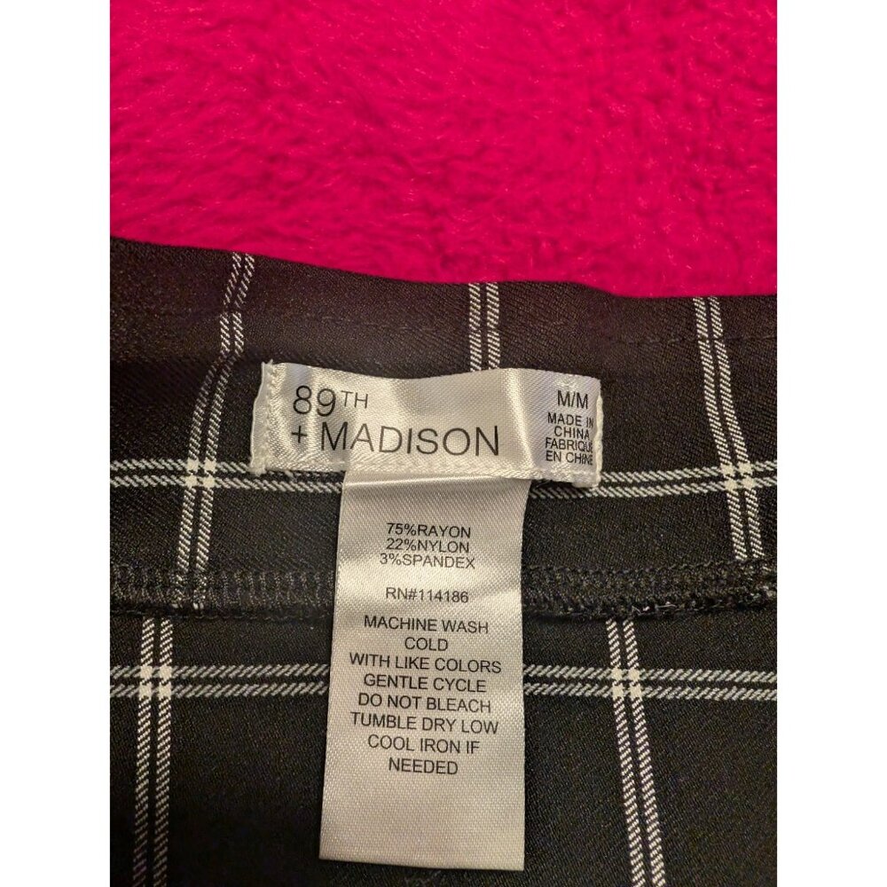 89th & Madison Windowpane Plaid Pencil Skirt Black White Size M Stretch Workwear - Picture 5 of 5